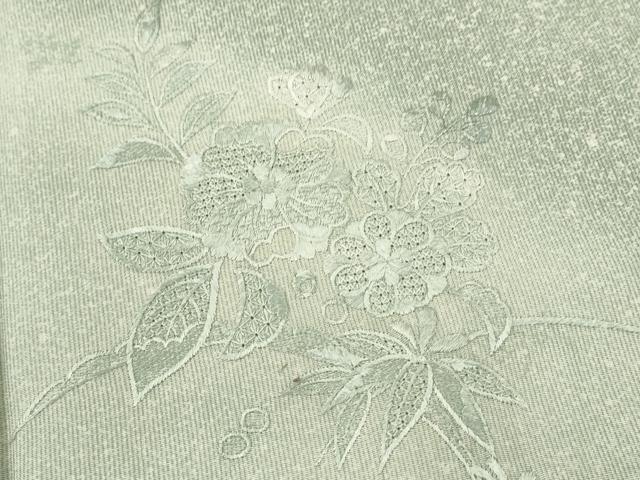 平和屋着物*中国三大刺繍 スワトウ刺繍 夏物 訪問着 縦絽 草花文 暈し染め 正絹 逸品 CABJ2522ze
