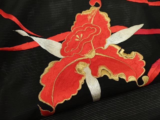 平和屋着物*夏物 黒留袖 絽 総刺繍 カトレア 金銀糸 洗える着物 CABJ2526ze