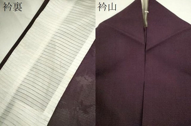 平和屋着物*夏物 色無地 枝葉紋紗 滅紫色 正絹 逸品 CABJ2535ze