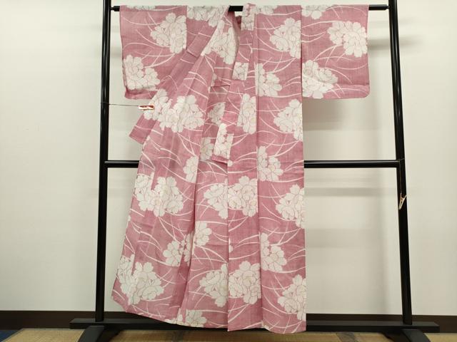 平和屋着物*夏物 本場小千谷ちぢみ 舞花文 麻 逸品 CABJ2541ze