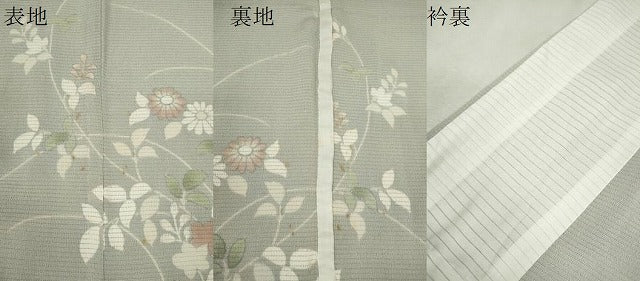 平和屋着物*夏物 訪問着 絽縮緬 草花文 銀彩 正絹 逸品 CABJ2547ze