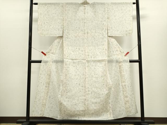 平和屋着物*夏物 本場大島紬 夏大島 白大島 枝更紗花文 正絹 逸品 CABJ2548ze
