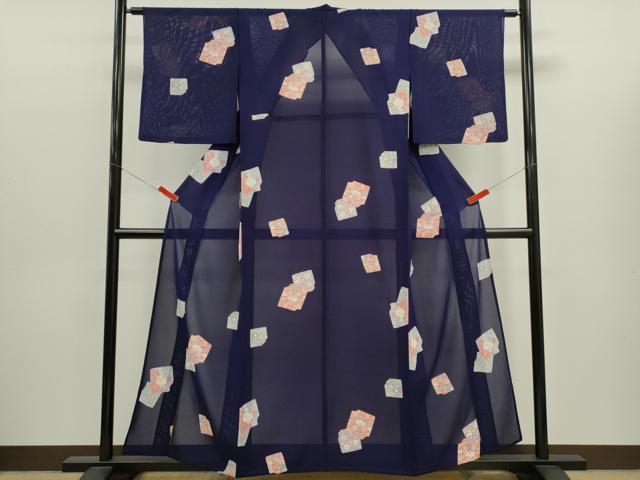 平和屋着物*夏物 小紋 絽 辻ヶ花 破れ色紙草花文 正絹 逸品 CABJ2550ze