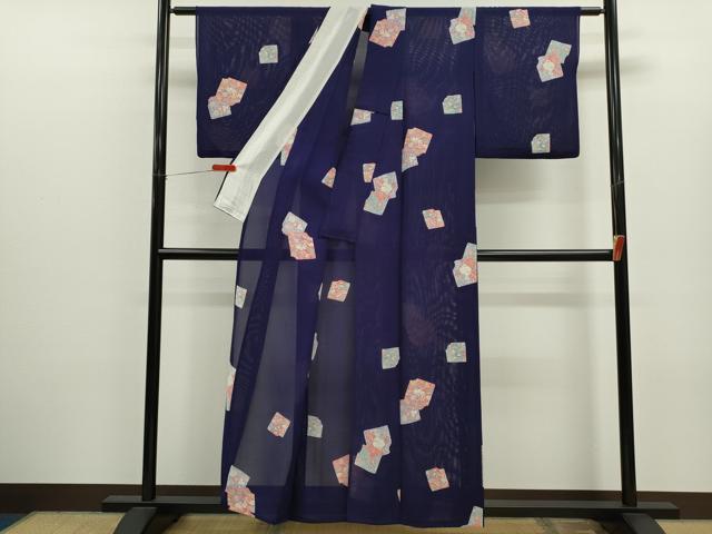 平和屋着物*夏物 小紋 絽 辻ヶ花 破れ色紙草花文 正絹 逸品 CABJ2550ze
