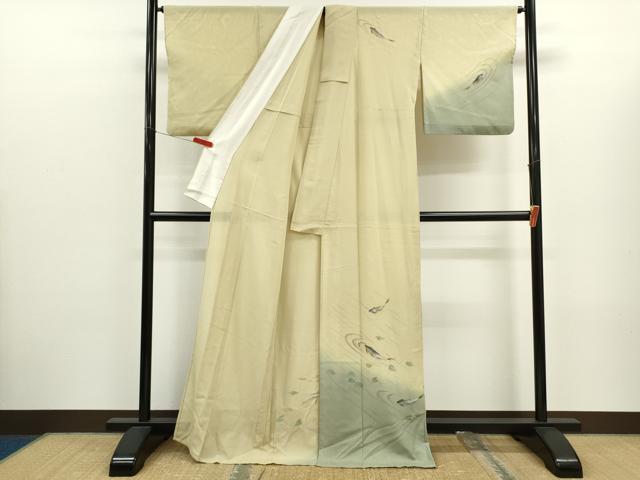 平和屋着物*夏物 訪問着 絽 手描き 魚 暈し染め 正絹 逸品 CABJ2556ze