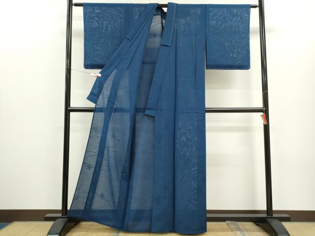 平和屋着物*夏物 色無地 絽 舞楓紋紗 濃藍色 正絹 逸品 未使用 CABJ2558ze