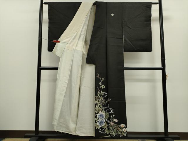 平和屋着物*中国三大刺繍 相良刺繍 夏物 黒留袖 駒刺繍 絽 草花文 金彩 正絹 逸品 CABJ2564ze