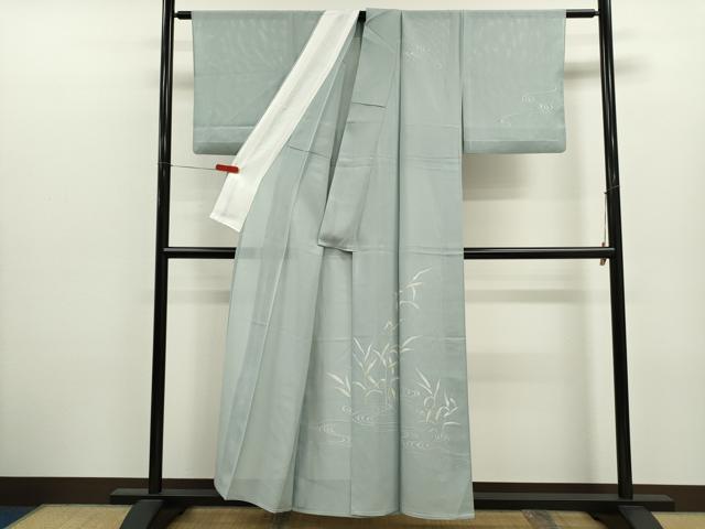 平和屋着物*夏物 訪問着 絽 流水枝葉文 銀彩 正絹 逸品 CABJ2565ze