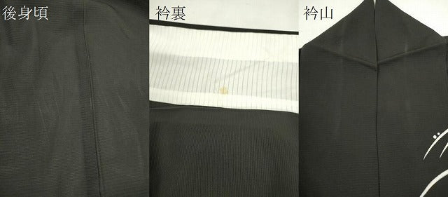 平和屋着物*夏物 訪問着 草葉文 黒地 正絹 逸品 CABJ2575ze