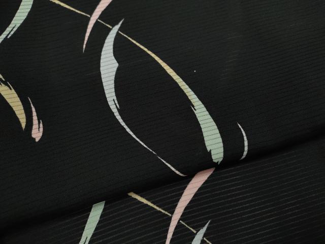 平和屋着物*夏物 小紋 絽 抽象文 黒地 正絹 逸品 CABJ2579ze