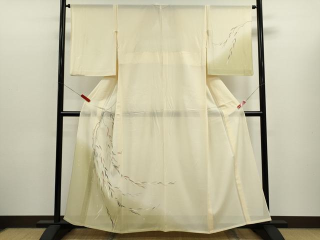 平和屋着物*夏物 訪問着 絽 枝垂れ柳文 暈し染め 銀彩 正絹 逸品 CABJ2584ze