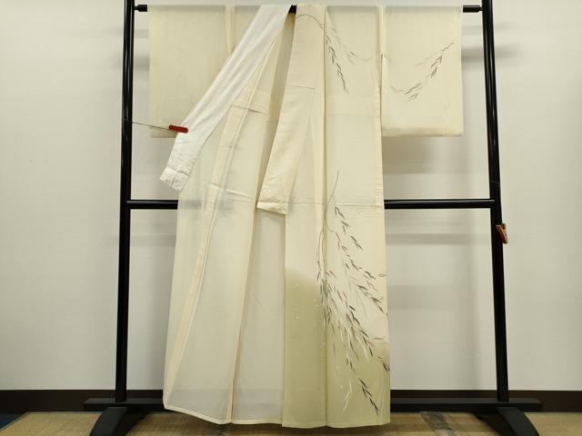 平和屋着物*夏物 訪問着 絽 枝垂れ柳文 暈し染め 銀彩 正絹 逸品 CABJ2584ze