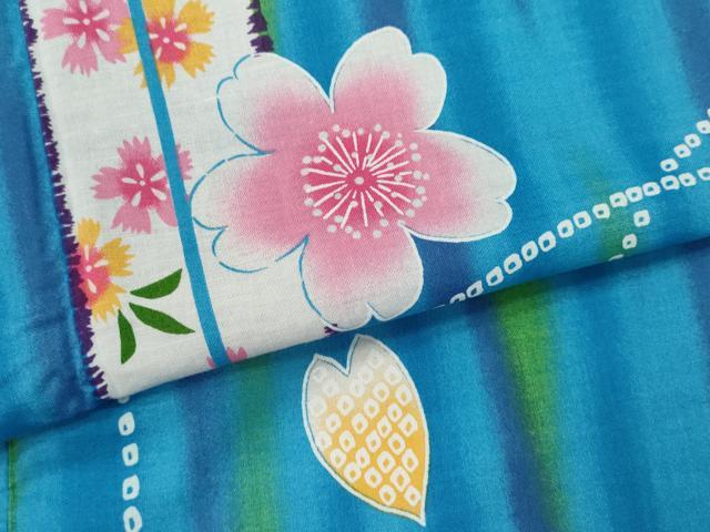 平和屋着物∴夏物 浴衣 矢羽根舞桜文 日本製 綿 逸品 CABJ2587ze