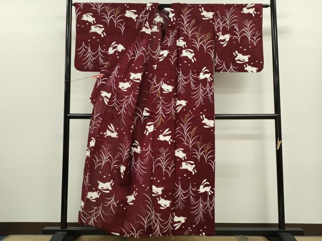 平和屋着物∴夏物 浴衣 手縫い 兎 金彩 綿 逸品 CABJ2630ze