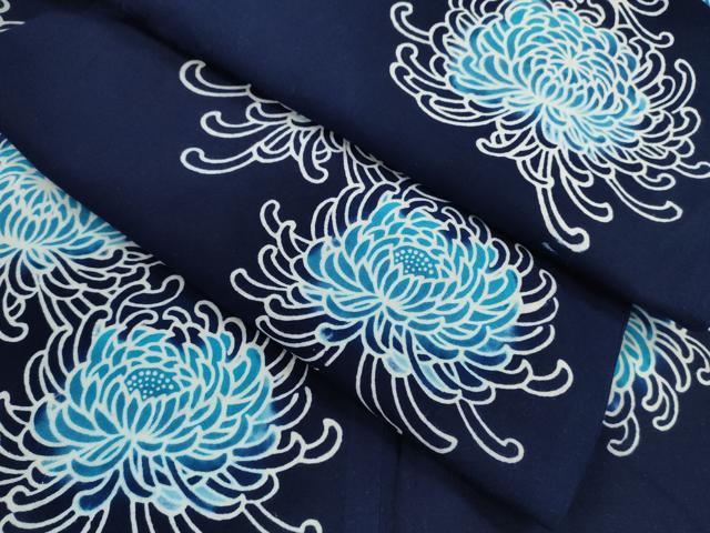 平和屋着物∴夏物 浴衣 藍 注染 乱菊 綿 逸品 CABJ2633ze