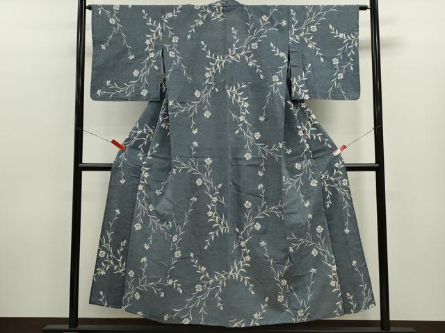 平和屋着物∴夏物 浴衣 注染 手縫い 草花文 綿 逸品 CABJ2635ze