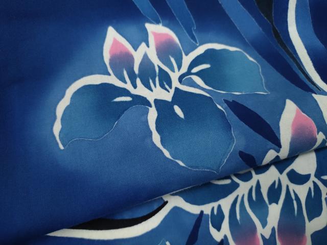 平和屋着物∴夏物 浴衣 注染 燕子花 綿 逸品 CABJ2636ze