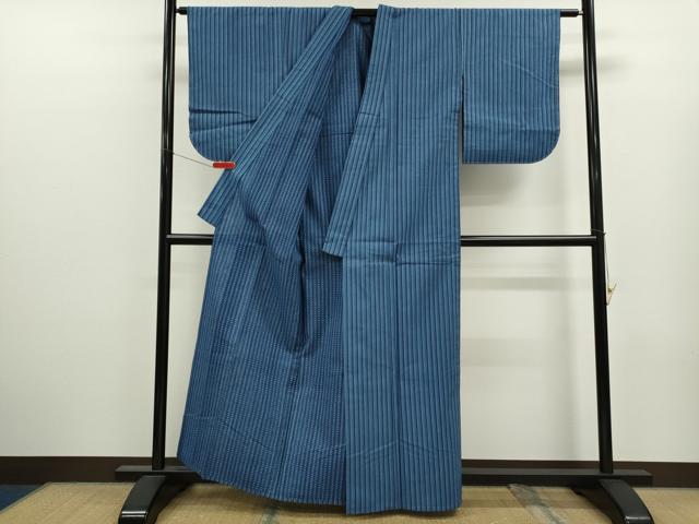 平和屋着物∴夏物 浴衣 両面染 手縫い 縞 綿 逸品 未使用 CABJ2658ze