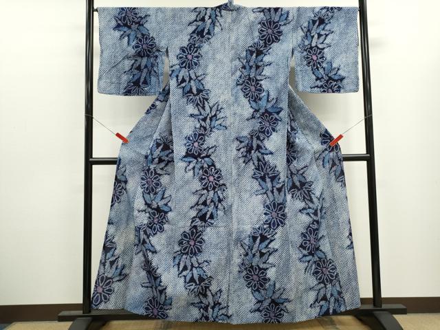 平和屋着物∴夏物 浴衣 有松鳴海絞り 草花文 綿 逸品 CABJ2670ze