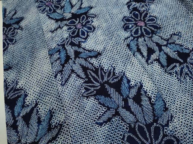平和屋着物∴夏物 浴衣 有松鳴海絞り 草花文 綿 逸品 CABJ2670ze