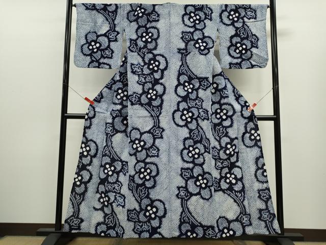 平和屋着物∴夏物 浴衣 有松鳴海絞り 草花文 綿 逸品 CABJ2674ze