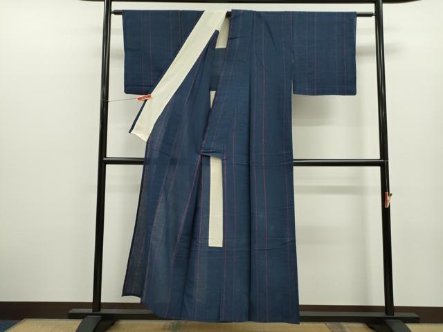 平和屋着物∴夏物 阿波しじら織 浴衣 縞 綿 逸品 CABJ2683ze