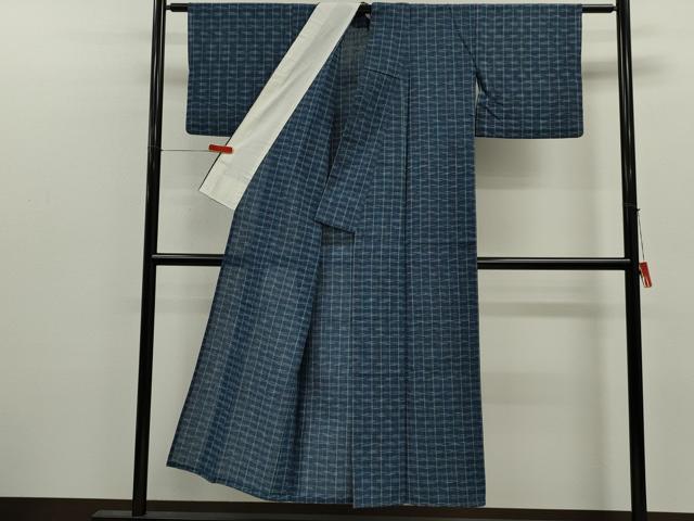 平和屋着物∴夏物 阿波しじら織 浴衣 格子柄 綿 逸品 CABJ2693ze