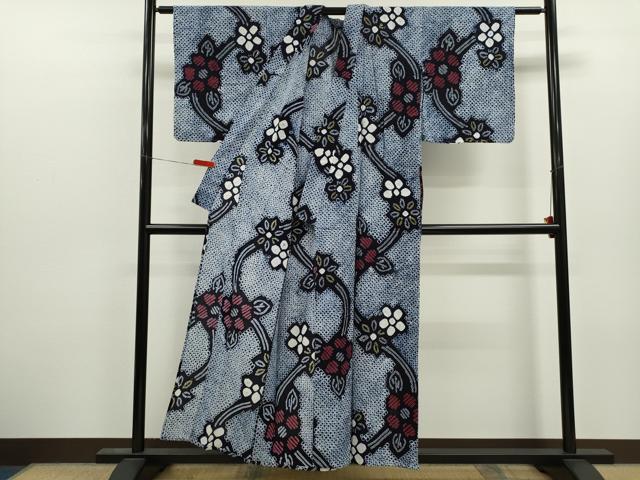 平和屋着物∴夏物 浴衣 有松鳴海絞り 草花文 綿 逸品 未使用 CABJ2702ze