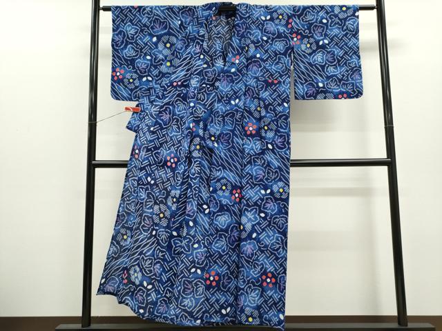 平和屋着物∴夏物 浴衣 有松鳴海絞り 草花文 綿 逸品 CABJ2707ze