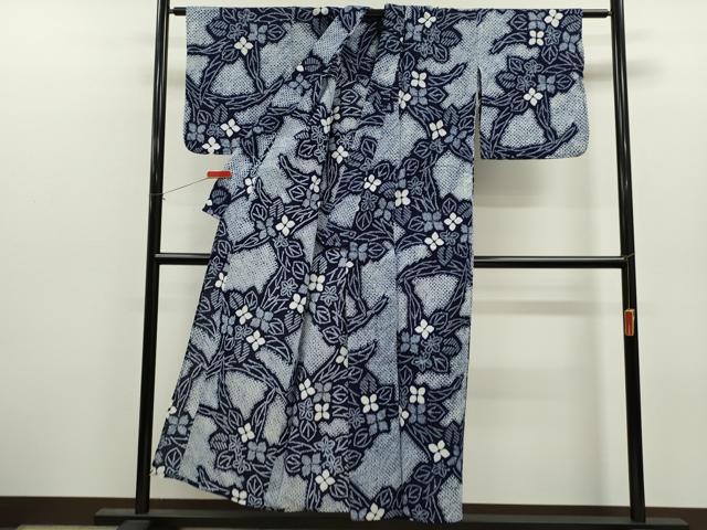 平和屋着物∴夏物 浴衣 有松鳴海絞り 枝花文 綿 逸品 CABJ2709ze