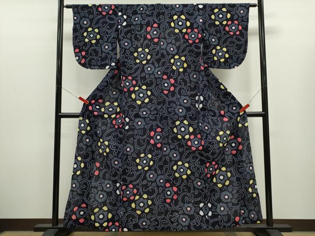 平和屋着物∴夏物 浴衣 有松鳴海絞り 花唐草文 綿 逸品 CABJ2712ze