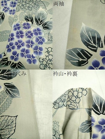 平和屋着物∴夏物 浴衣 注染 手縫い 紫陽花 綿 逸品 CABJ2741ze