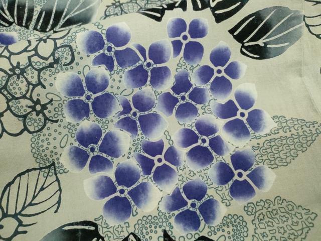 平和屋着物∴夏物 浴衣 注染 手縫い 紫陽花 綿 逸品 CABJ2741ze