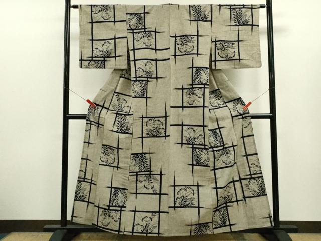 平和屋着物∴夏物 浴衣 注染 草木文 手縫い 綿 逸品 CABJ2744ze