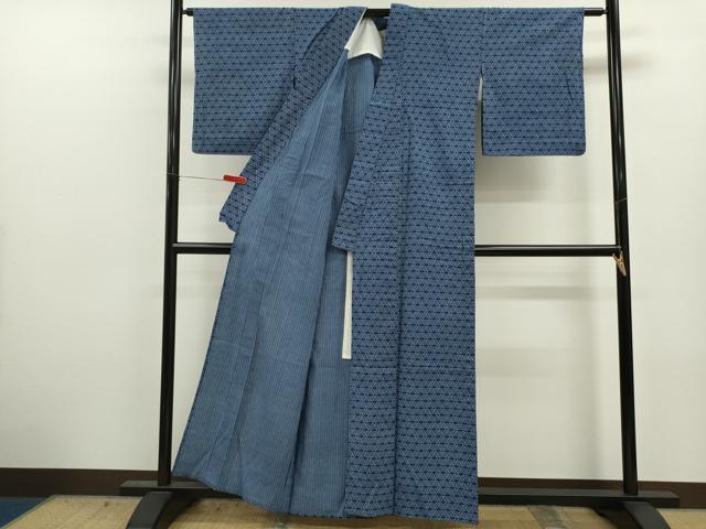 平和屋着物∴夏物 浴衣 両面染 菱文 手縫い 綿 逸品 CABJ2749ze