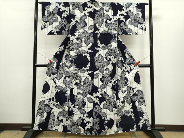 平和屋着物∴夏物 浴衣 注染 紫陽花 手縫い 綿 逸品 CABJ2755ze