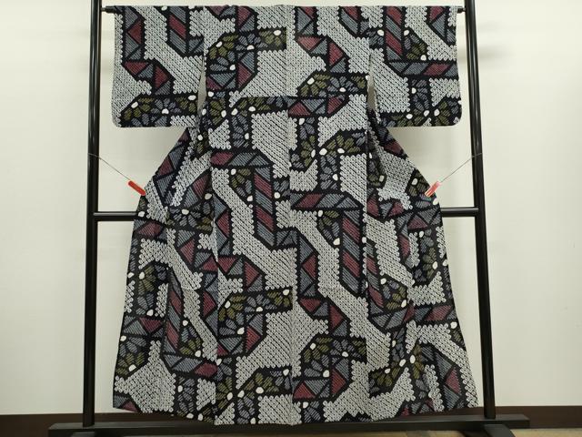 平和屋着物∴夏物 浴衣 有松鳴海絞り 抽象文 綿 逸品 CABJ2760ze