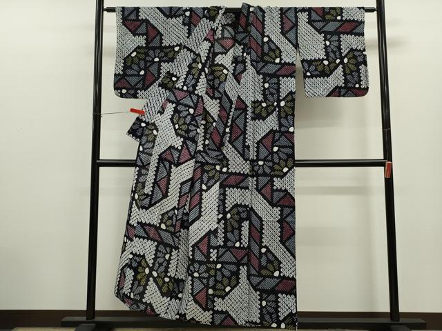 平和屋着物∴夏物 浴衣 有松鳴海絞り 抽象文 綿 逸品 CABJ2760ze