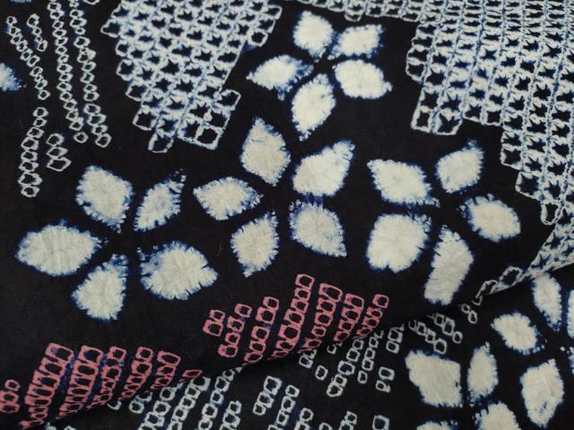 平和屋着物∴夏物 浴衣 有松鳴海絞り 枝花文 綿 逸品 CABJ2761ze