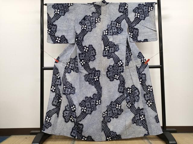 平和屋着物∴夏物 浴衣 有松鳴海絞り 舞花文 綿 逸品 CABJ2762ze