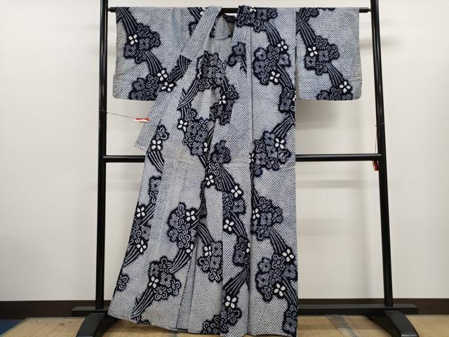 平和屋着物∴夏物 浴衣 有松鳴海絞り 舞花文 綿 逸品 CABJ2762ze