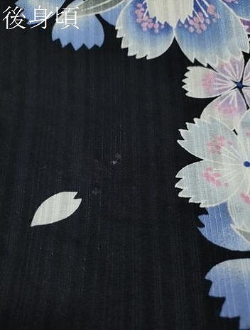 平和屋着物∴夏物 浴衣 撫子 黒地 綿 逸品 CABJ2776ze