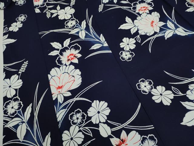 平和屋着物∴夏物 浴衣 注染 草花文 日本製 綿 逸品 CABJ2778ze
