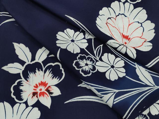平和屋着物∴夏物 浴衣 注染 草花文 日本製 綿 逸品 CABJ2778ze