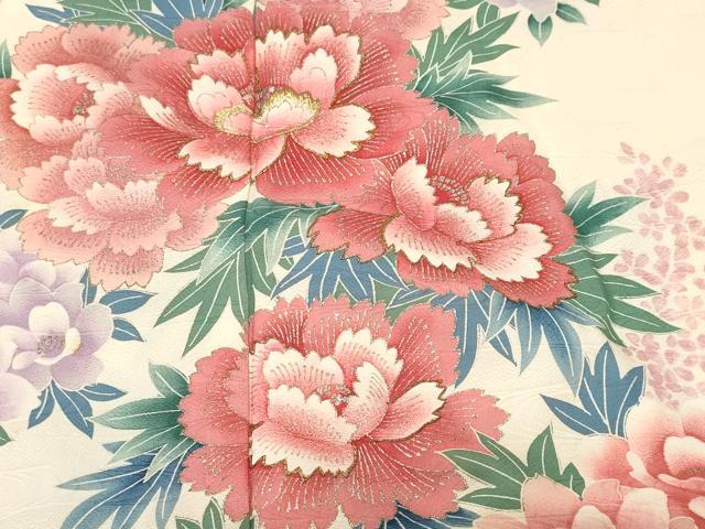 平和屋着物■小振袖 駒刺繍 草花文 正絹 逸品 CABJ2802ev