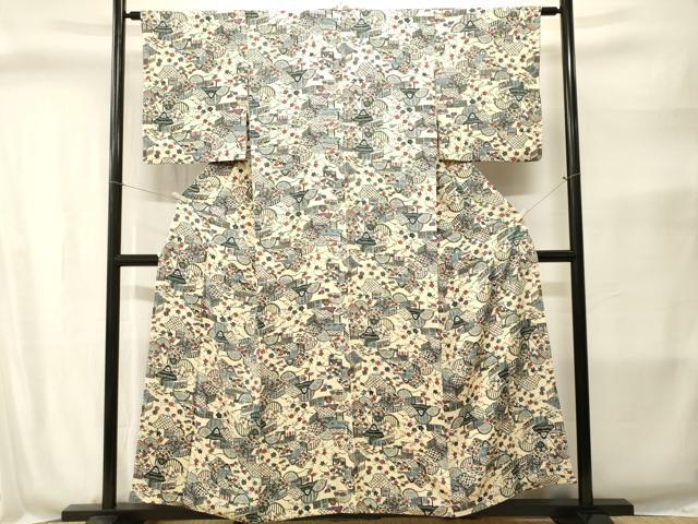 平和屋着物■上質な小紋 風景文 正絹 逸品 CABJ2805ev