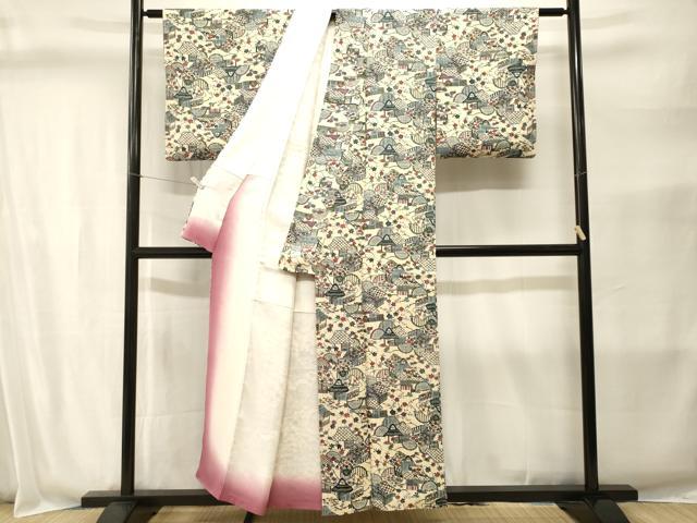 平和屋着物■上質な小紋 風景文 正絹 逸品 CABJ2805ev