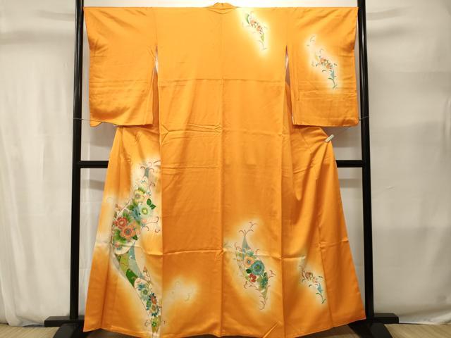 平和屋着物■訪問着 刺繍 花唐草文 暈し染め 金彩 正絹 逸品 CABJ2812ev