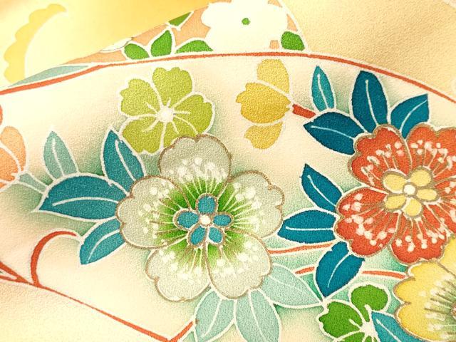 平和屋着物■訪問着 刺繍 花唐草文 暈し染め 金彩 正絹 逸品 CABJ2812ev