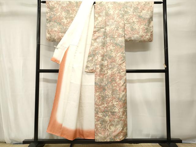 平和屋着物■上質な小紋 作家物 本草木染 茶器 仕覆枝花風景文 正絹 逸品 CABJ2814ev
